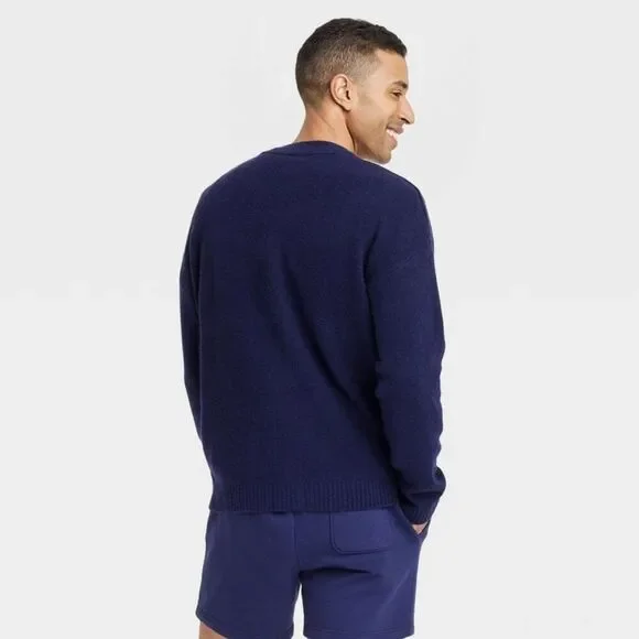 Open Box - Goodfellow & Co - Men's Kindness Blooms Floral Print V Ne Navy Blue - Picture 2 of 4